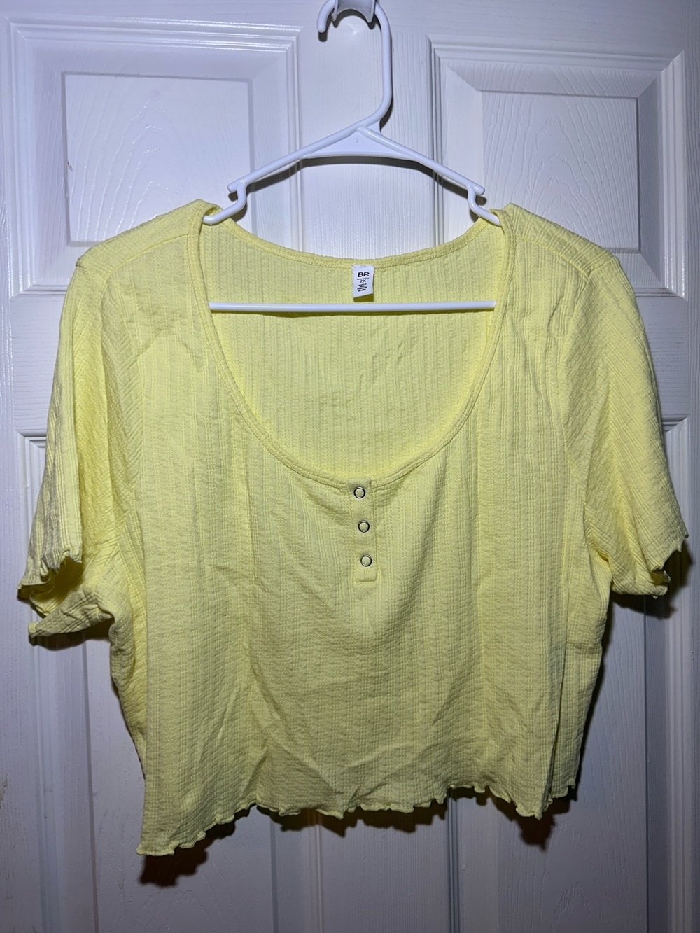 BP Yellow Short-Sleeve Cropped Scoop Neck Top